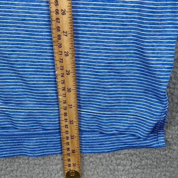 Footjoy Fj Golf Polo Shirt Men's Large Blue Striped Athletic Performance Causal - Picture 8 of 11